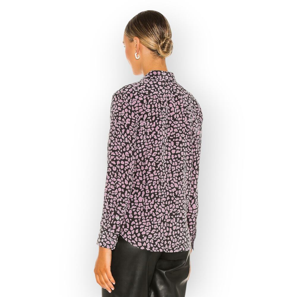XL Equipment Femme Leema with Pocket 100% SILK Blouse AnimalPrint - Picture 3 of 11